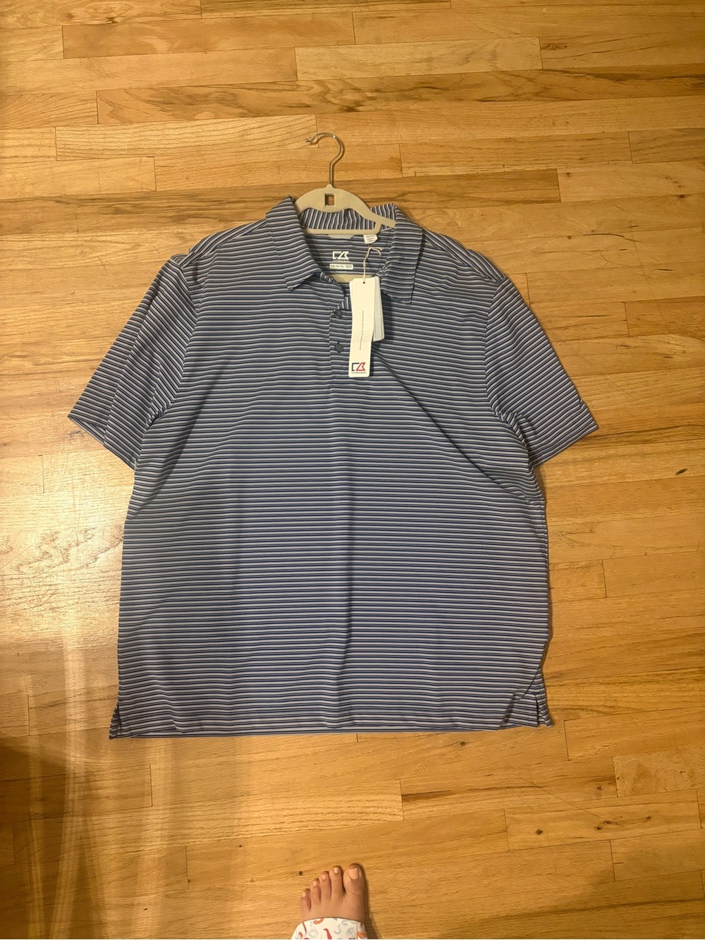 Cutter & Buck Winged Foot Striped Blue Polo